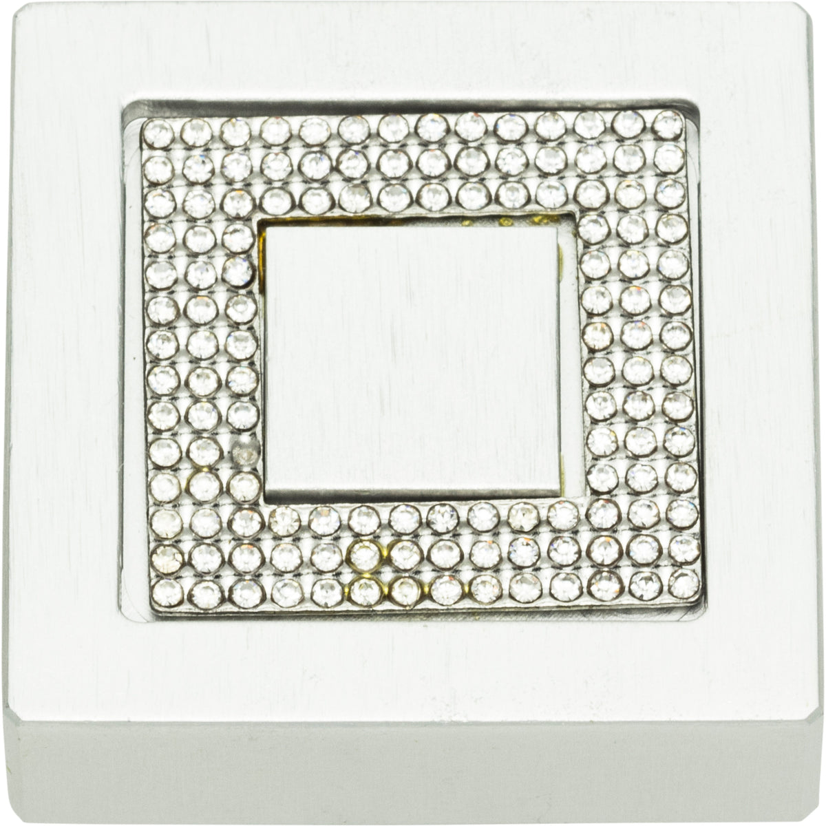 Atlas Crystal Square Inset Knob Matte Chrome / 1 3/8"