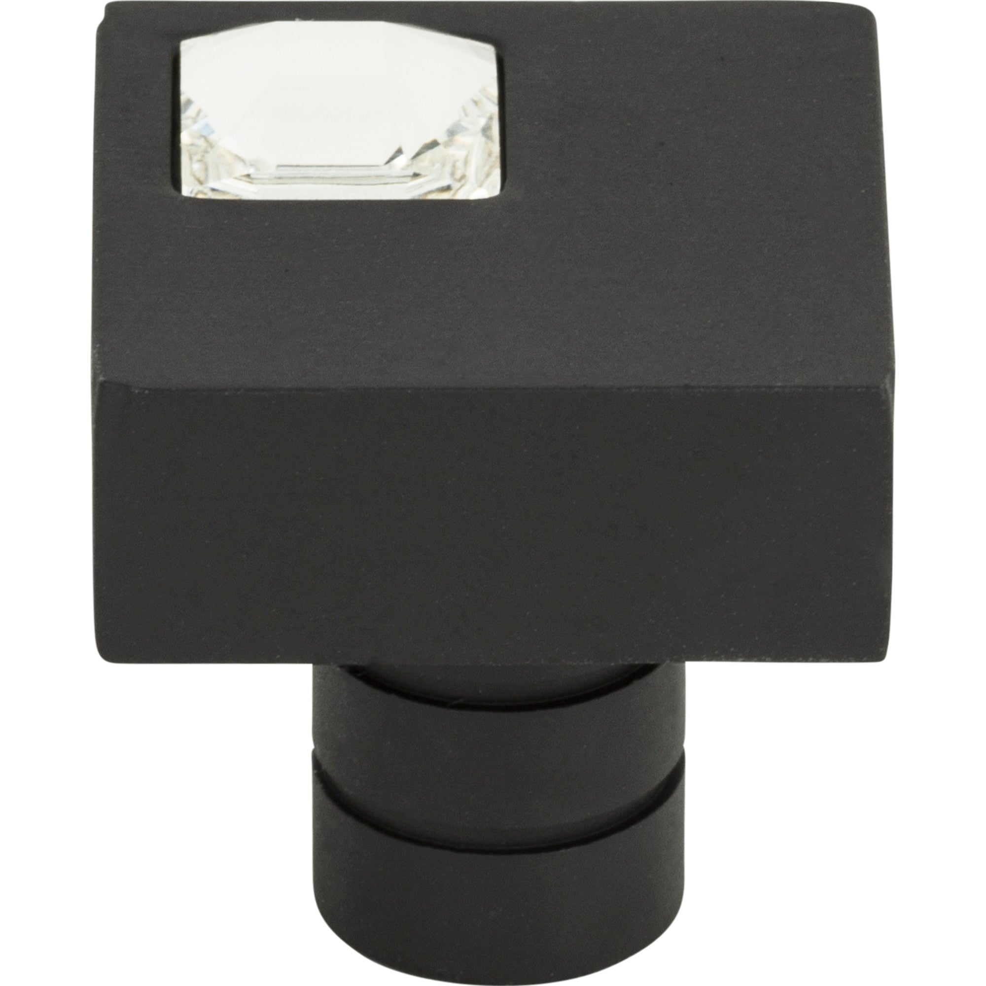 Crystal Off Center Square Knob by Atlas Matte Black