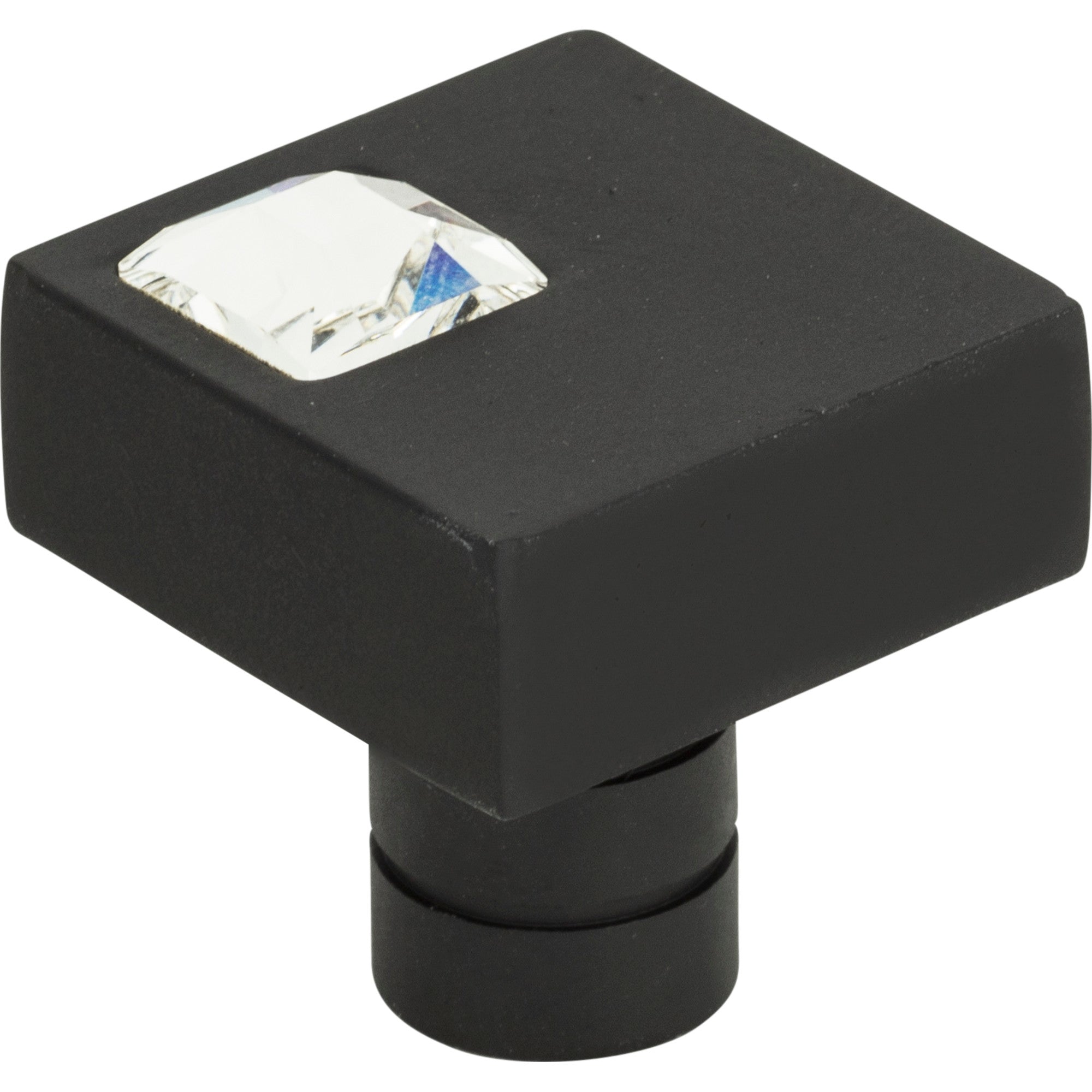 Crystal Off Center Square Knob by Atlas Matte Black