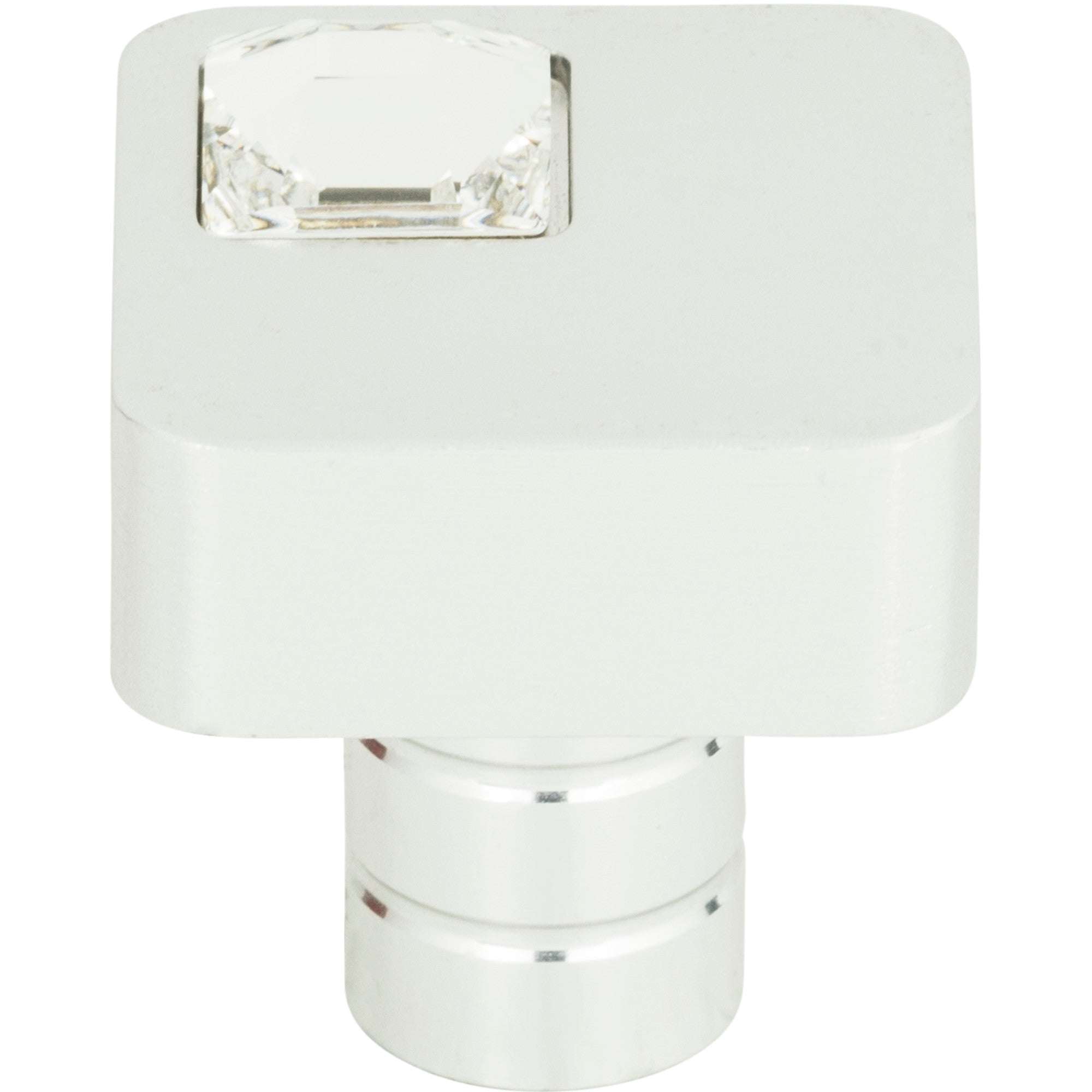 Crystal Off Center Square Knob by Atlas Matte Chrome