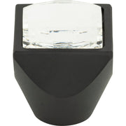 Atlas Crystal Large Square Knob Matte Black / 1"