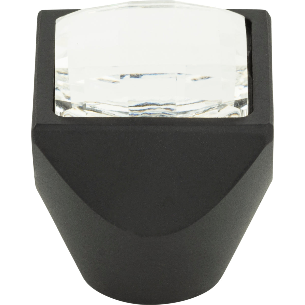 Atlas Crystal Large Square Knob Matte Black / 1"