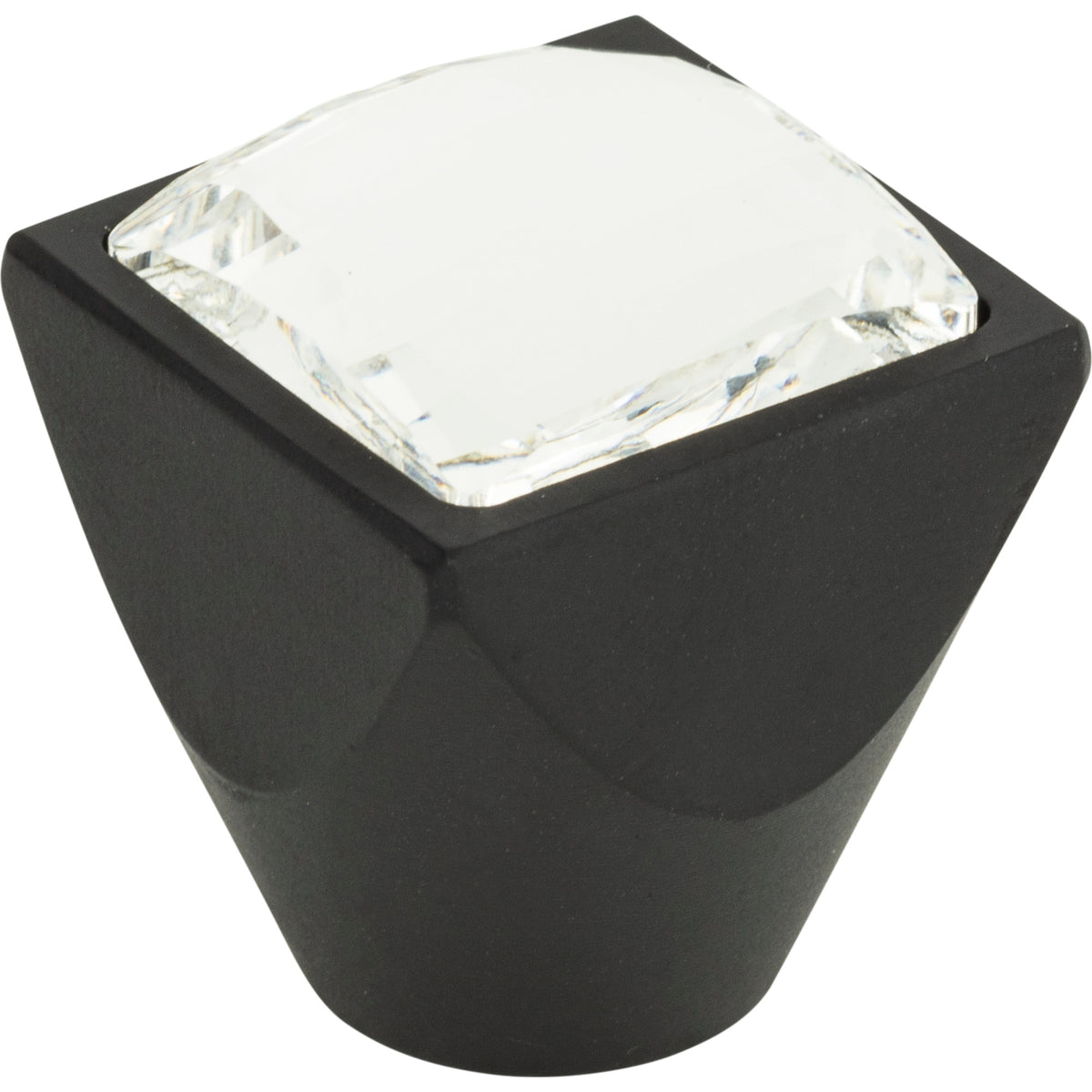 Atlas Crystal Large Square Knob Matte Black / 1"
