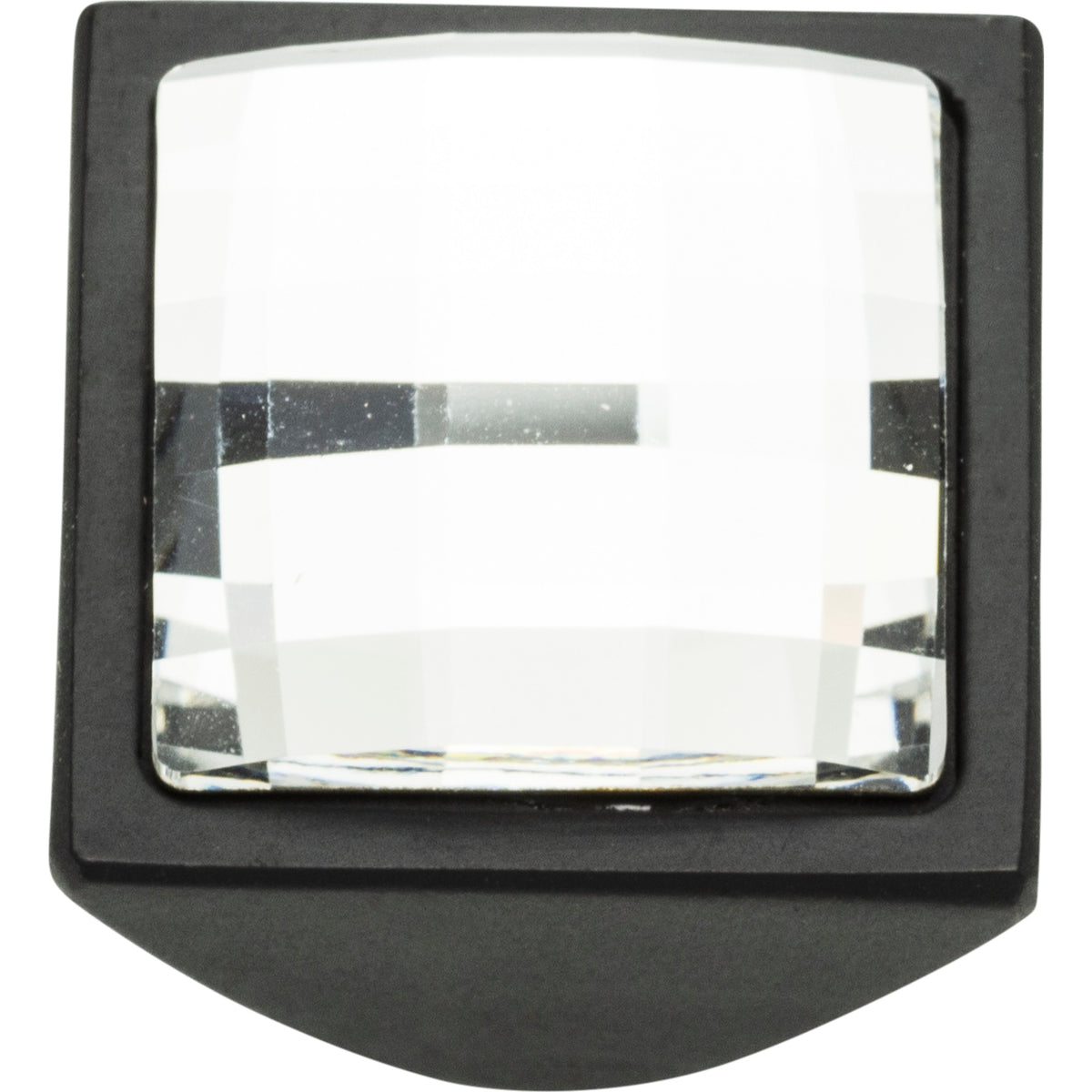 Atlas Crystal Large Square Knob Matte Black / 1"