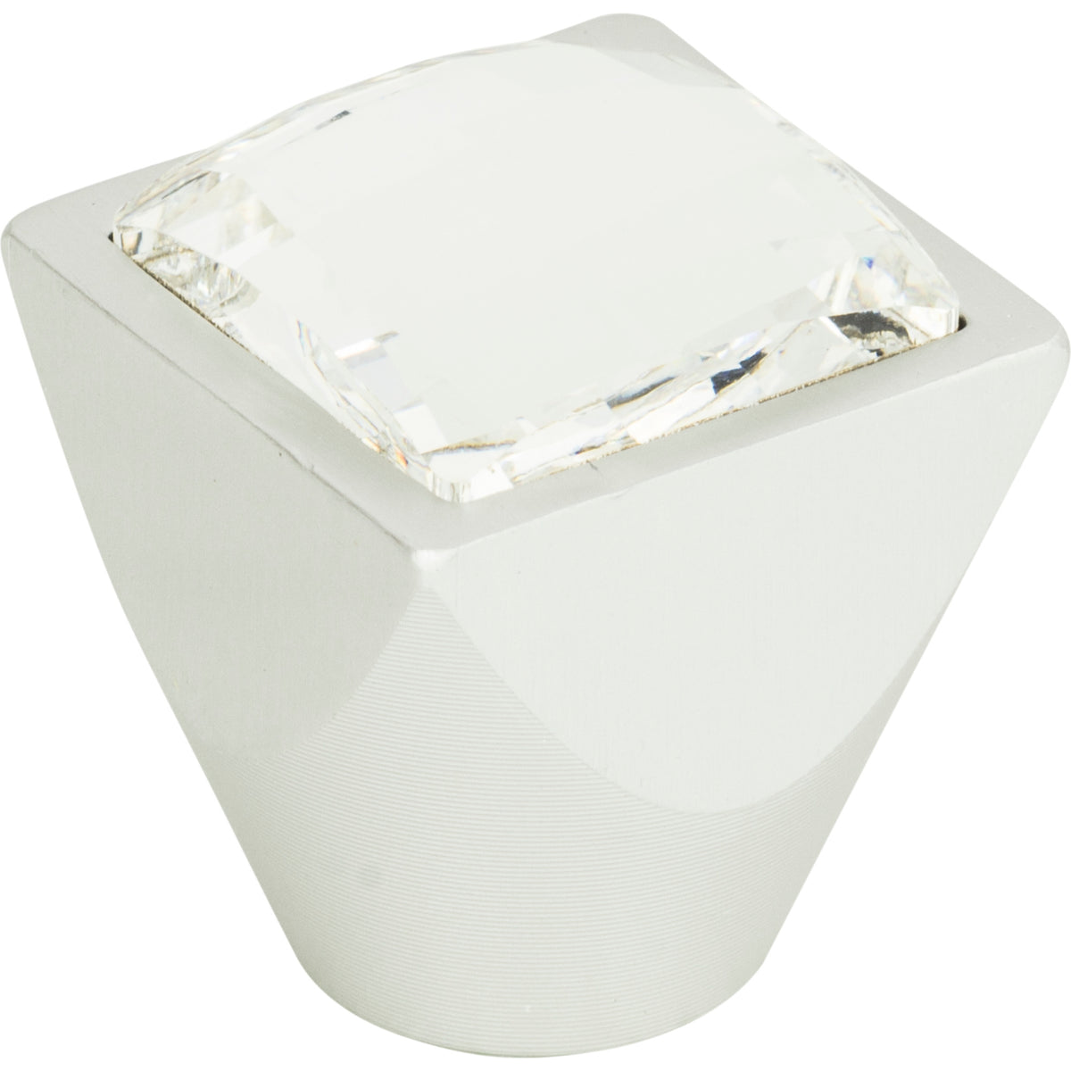 Atlas Crystal Large Square Knob Matte Chrome / 1"