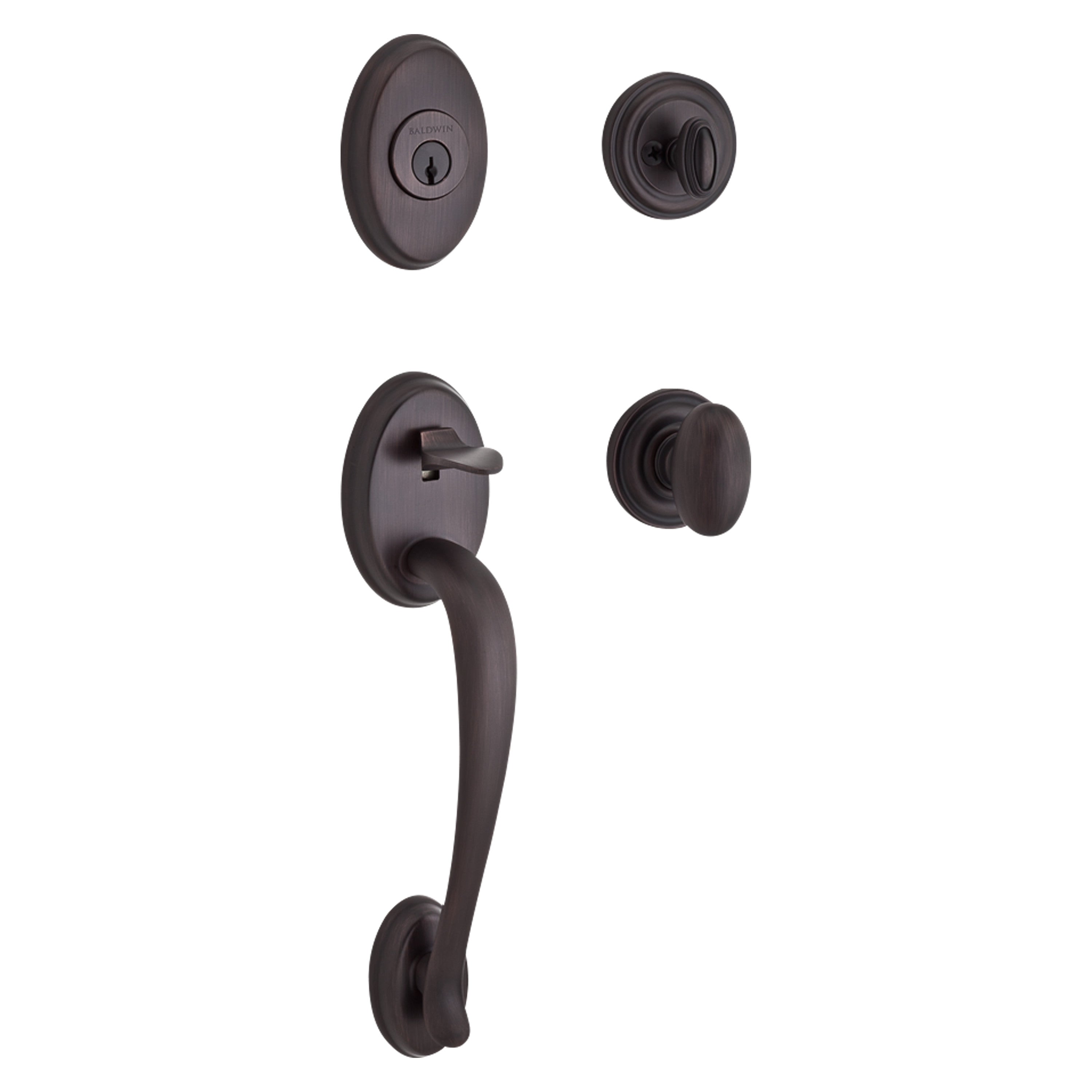 Baldwin Reserve Columbus Single Cylinder Handleset With Ellipse Knob