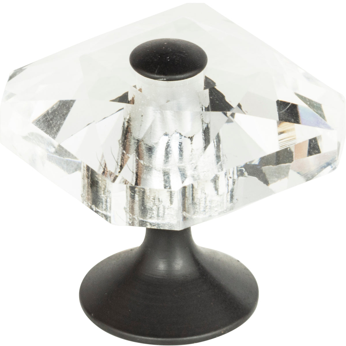 Atlas Crystal Large Square Knob Matte Black / 1 5/16"