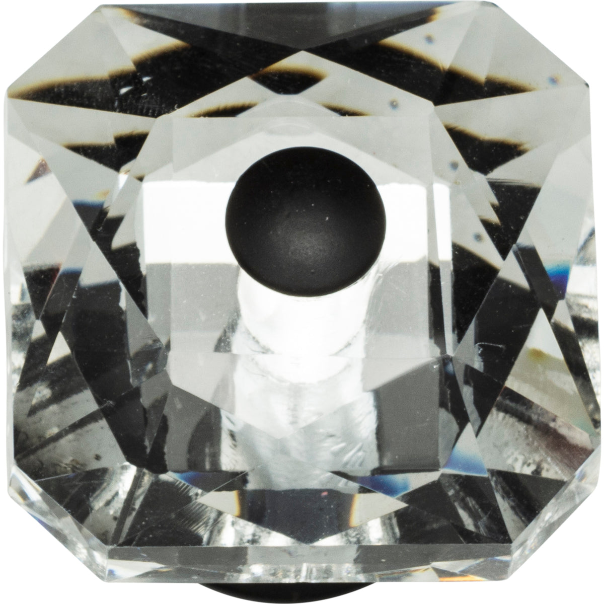 Atlas Crystal Large Square Knob Matte Black / 1 5/16"