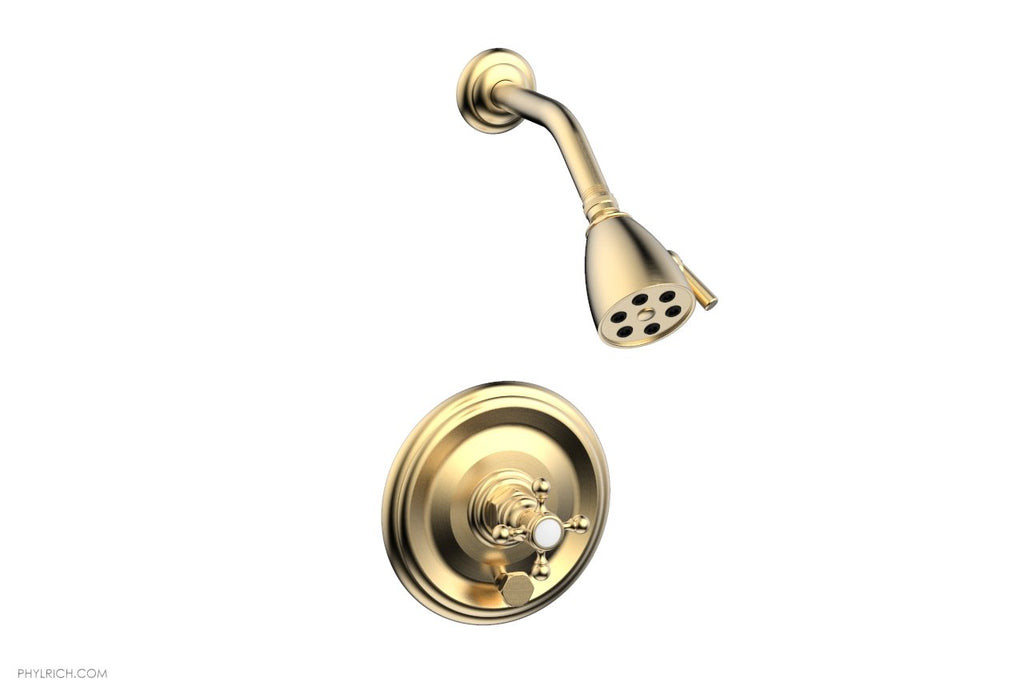 5" - Satin Brass - HEX TRADITIONAL Pressure Balance Shower and Diverter Set (Less Spout) 4-151 by Phylrich - New York Hardware