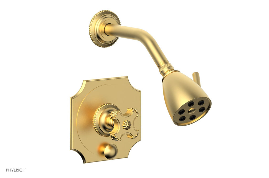 5" - Burnished Gold - MARVELLE Pressure Balance Shower and Diverter Set (Less Spout), Cross Handle 4-477 by Phylrich - New York Hardware