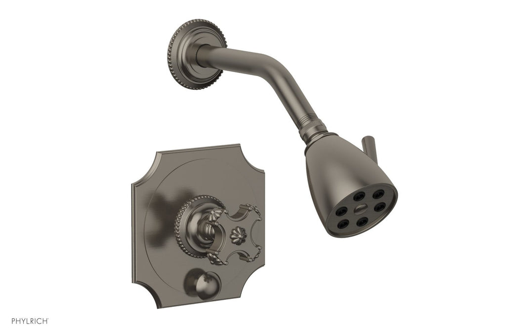 5" - Pewter - MARVELLE Pressure Balance Shower and Diverter Set (Less Spout), Cross Handle 4-477 by Phylrich - New York Hardware