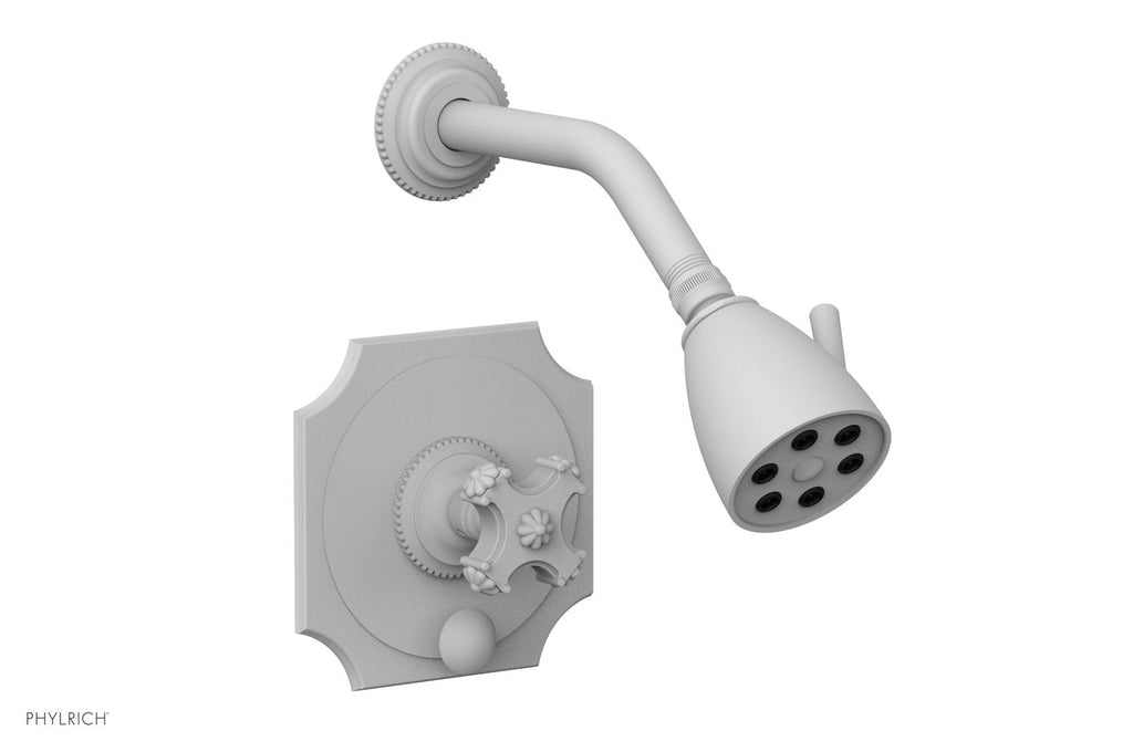 5" - Satin White - MARVELLE Pressure Balance Shower and Diverter Set (Less Spout), Cross Handle 4-477 by Phylrich - New York Hardware
