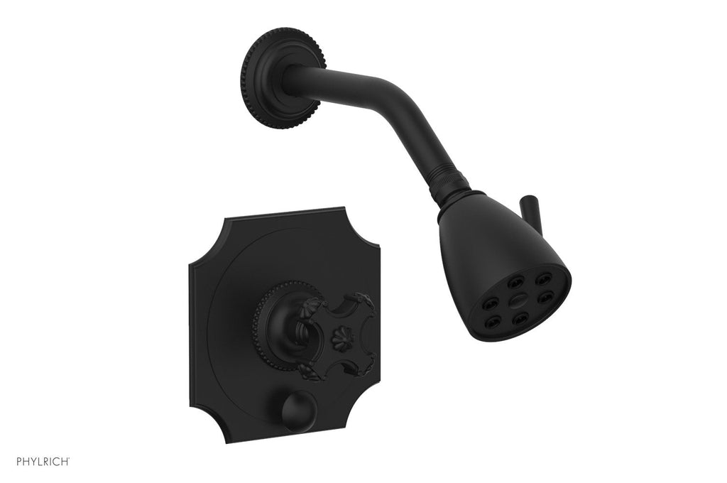 5" - Matte Black - MARVELLE Pressure Balance Shower and Diverter Set (Less Spout), Cross Handle 4-477 by Phylrich - New York Hardware