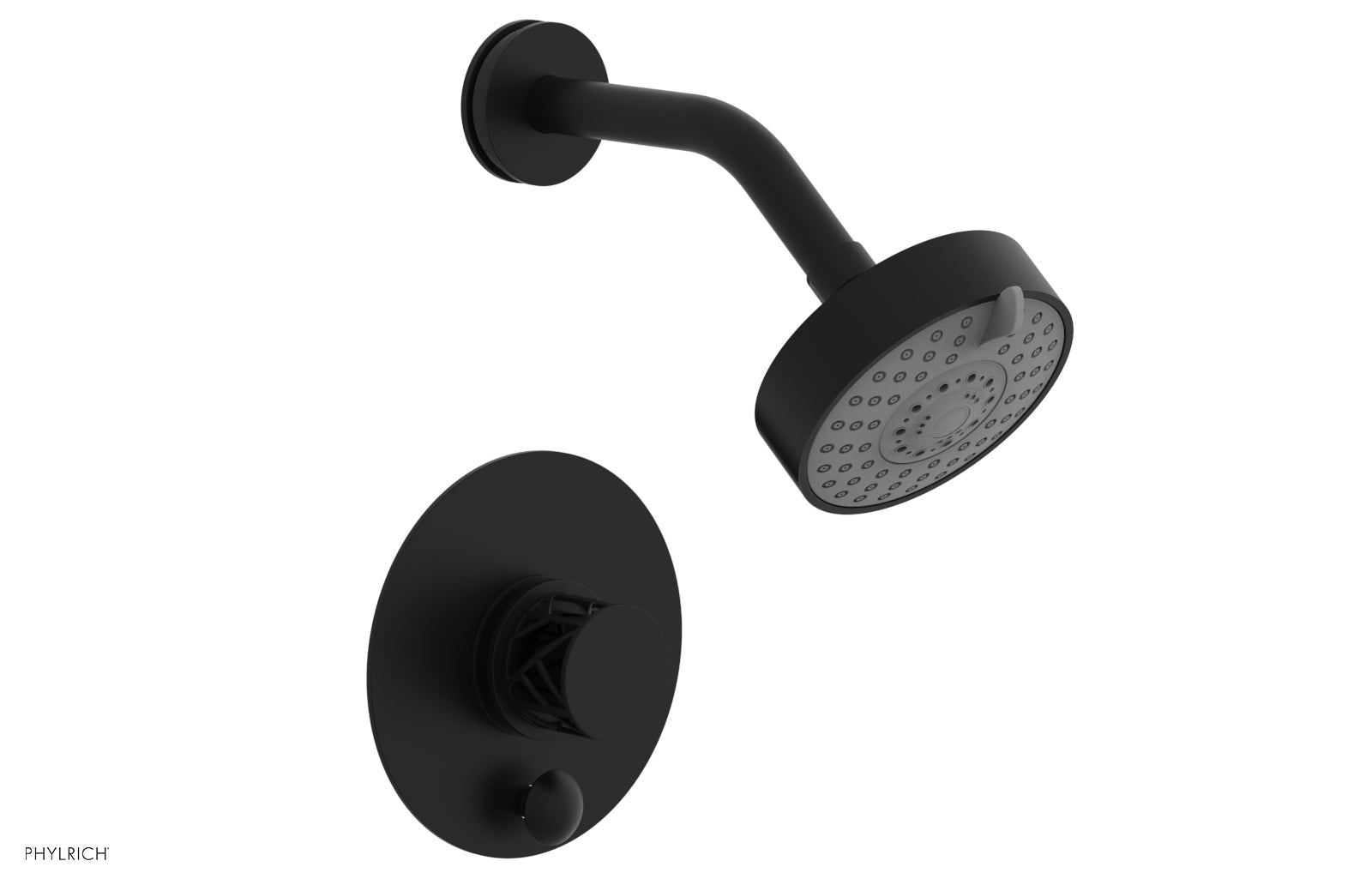Phylrich JOLIE Pressure Balance Shower and Diverter Set (Less Spout), Round Handle with "Black" Accents 4-677