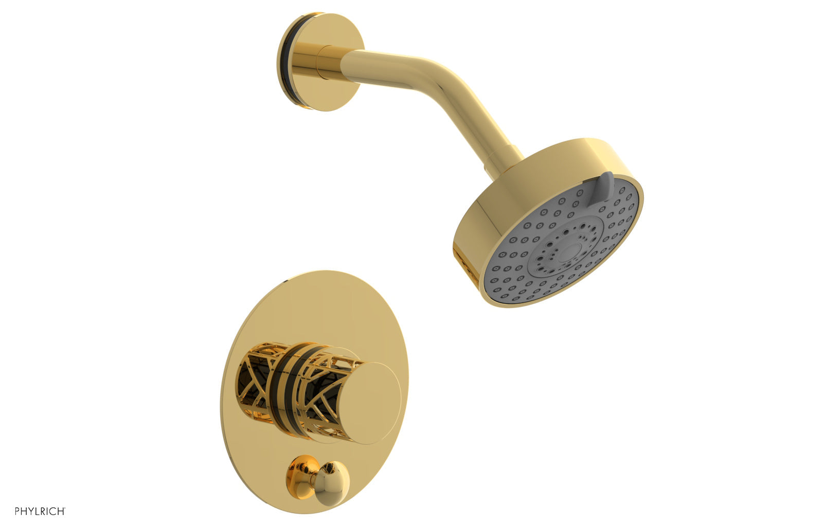 Phylrich JOLIE Pressure Balance Shower and Diverter Set (Less Spout), Round Handle with "Black" Accents 4-677