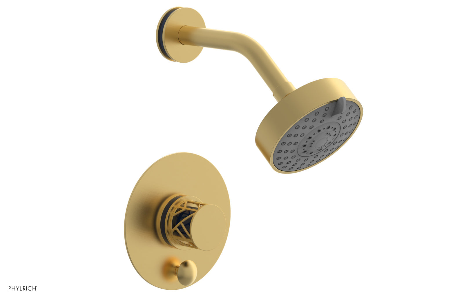 Phylrich JOLIE Pressure Balance Shower and Diverter Set (Less Spout), Round Handle with "Navy Blue" Accents 4-677