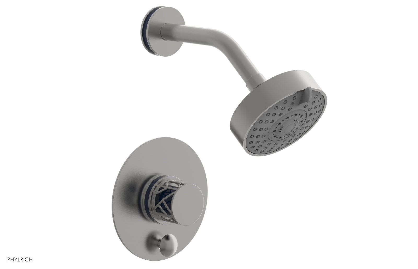 Phylrich JOLIE Pressure Balance Shower and Diverter Set (Less Spout), Round Handle with "Navy Blue" Accents 4-677