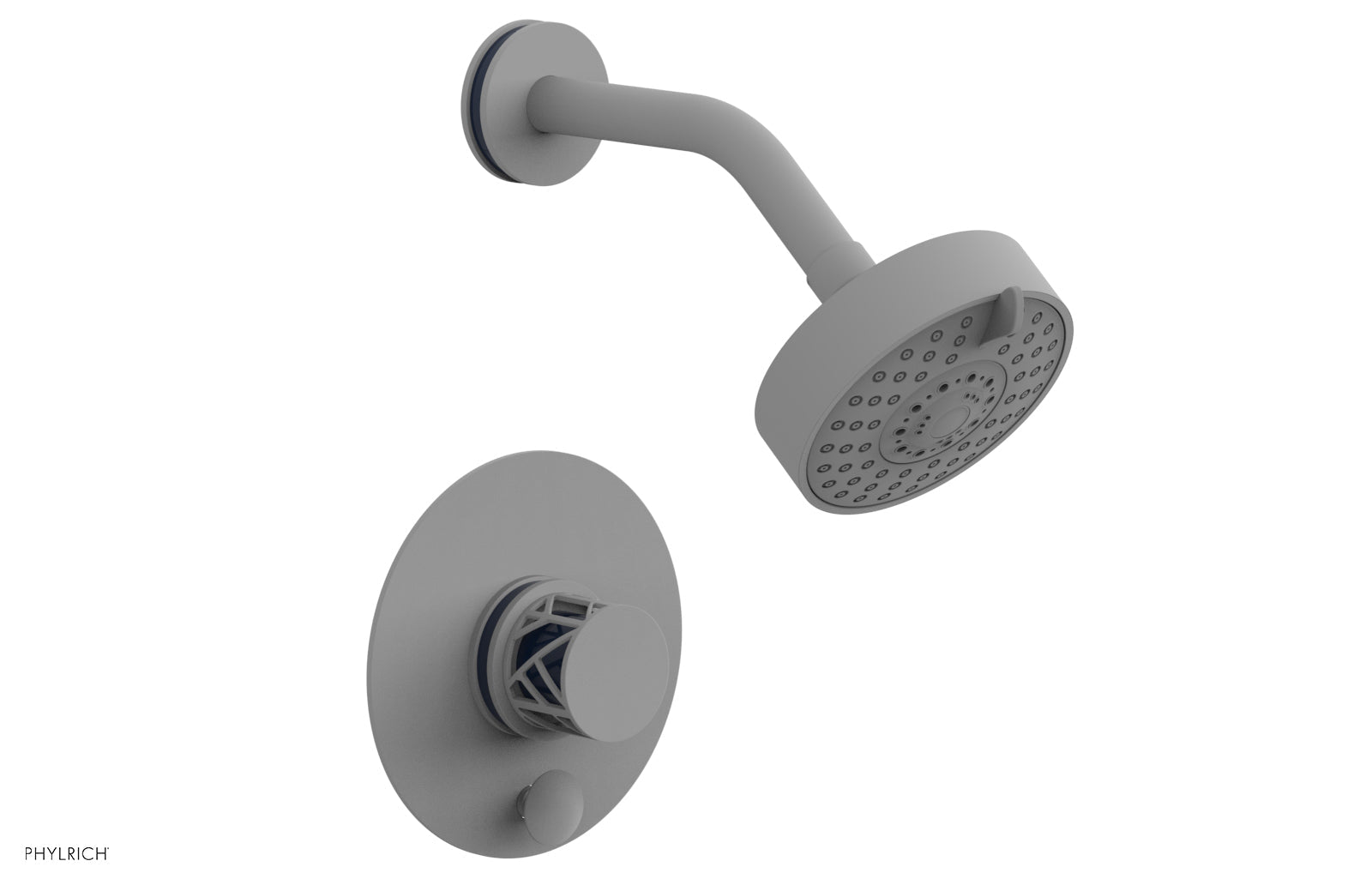 Phylrich JOLIE Pressure Balance Shower and Diverter Set (Less Spout), Round Handle with "Navy Blue" Accents 4-677