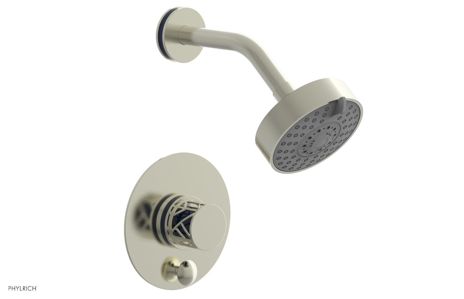 Phylrich JOLIE Pressure Balance Shower and Diverter Set (Less Spout), Round Handle with "Navy Blue" Accents 4-677