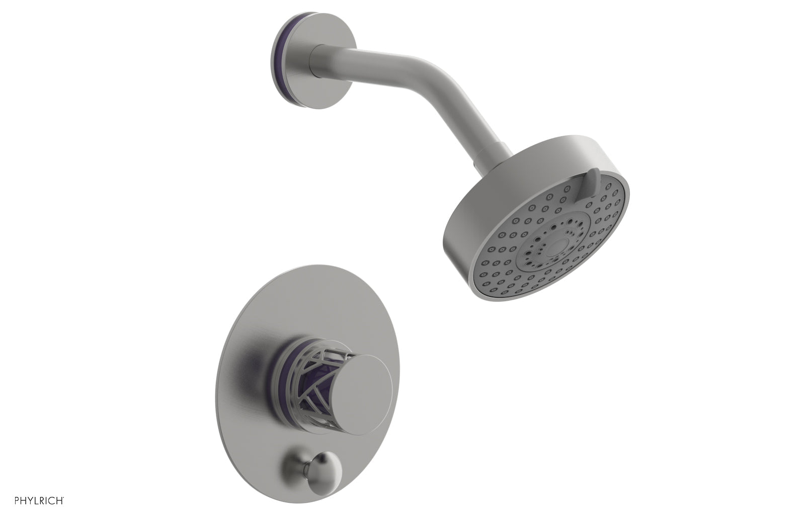 Phylrich JOLIE Pressure Balance Shower and Diverter Set (Less Spout), Round Handle with "Purple" Accents 4-677