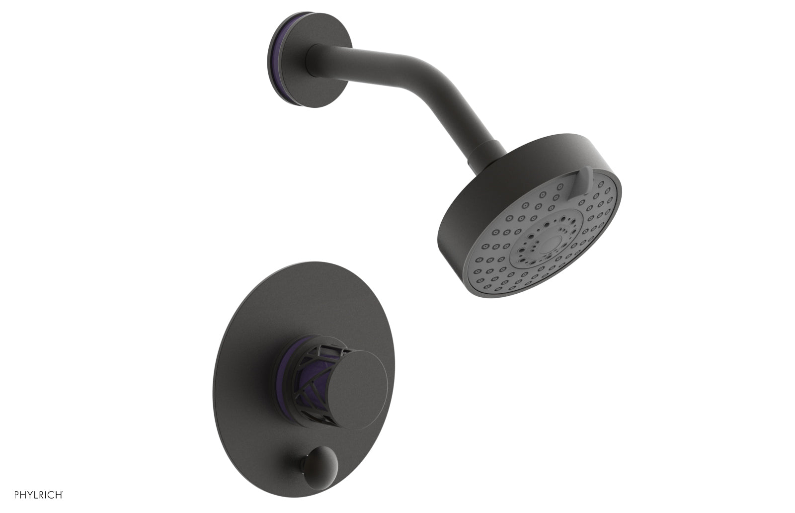 Phylrich JOLIE Pressure Balance Shower and Diverter Set (Less Spout), Round Handle with "Purple" Accents 4-677