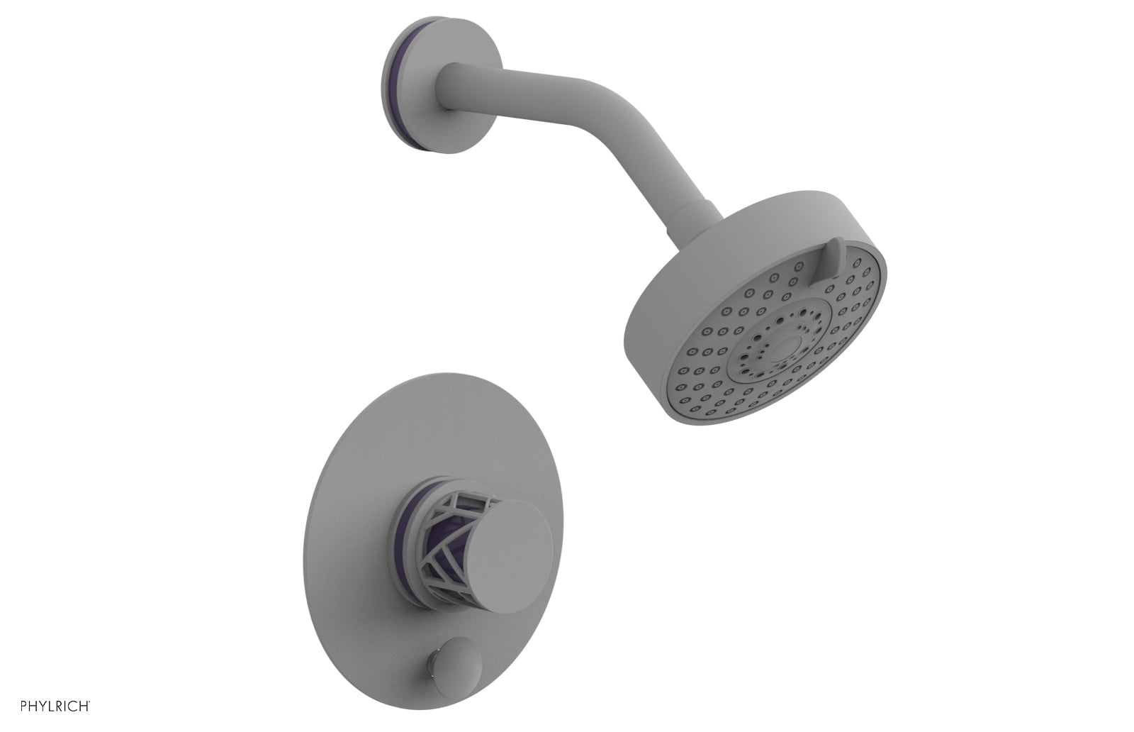 Phylrich JOLIE Pressure Balance Shower and Diverter Set (Less Spout), Round Handle with "Purple" Accents 4-677