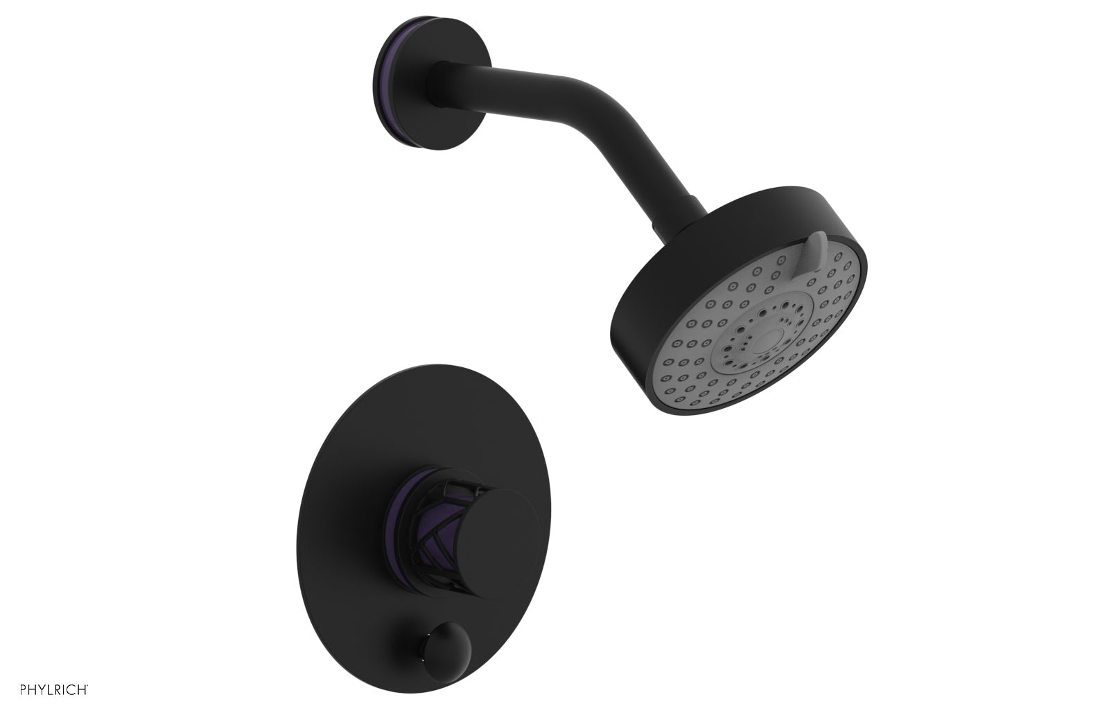 Phylrich JOLIE Pressure Balance Shower and Diverter Set (Less Spout), Round Handle with "Purple" Accents 4-677