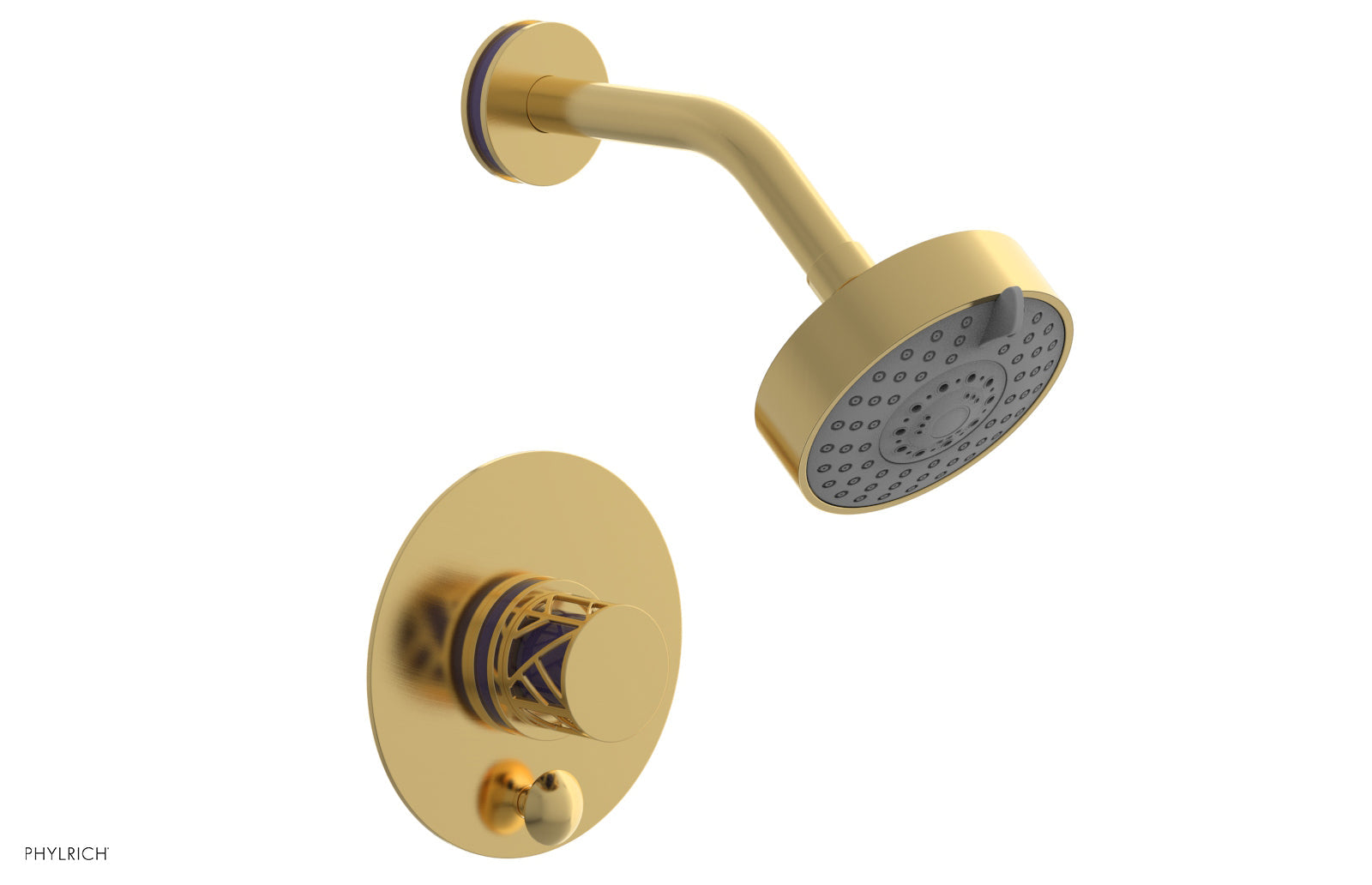 Phylrich JOLIE Pressure Balance Shower and Diverter Set (Less Spout), Round Handle with "Purple" Accents 4-677