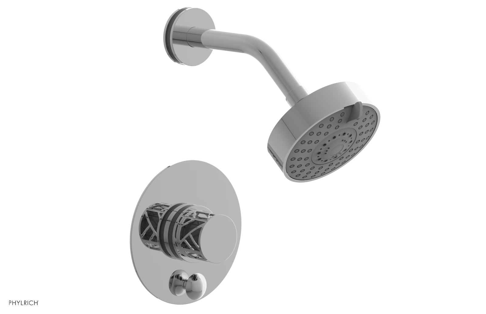 Phylrich JOLIE Pressure Balance Shower and Diverter Set (Less Spout), Round Handle with "Grey" Accents 4-677