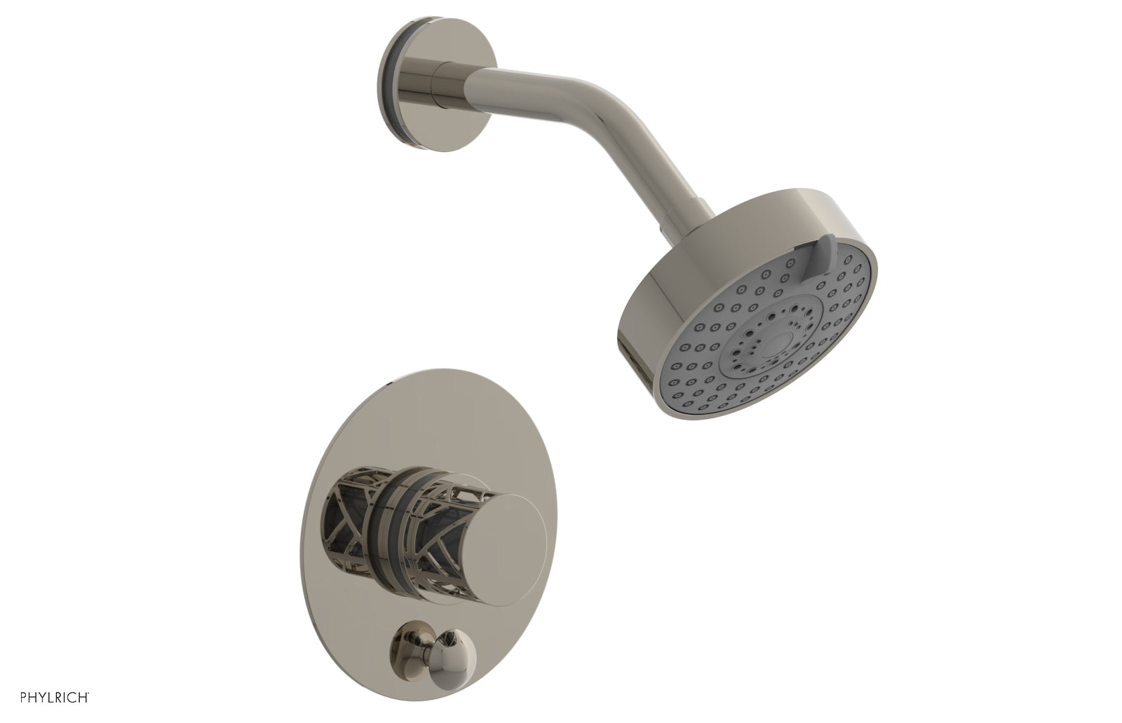Phylrich JOLIE Pressure Balance Shower and Diverter Set (Less Spout), Round Handle with "Grey" Accents 4-677