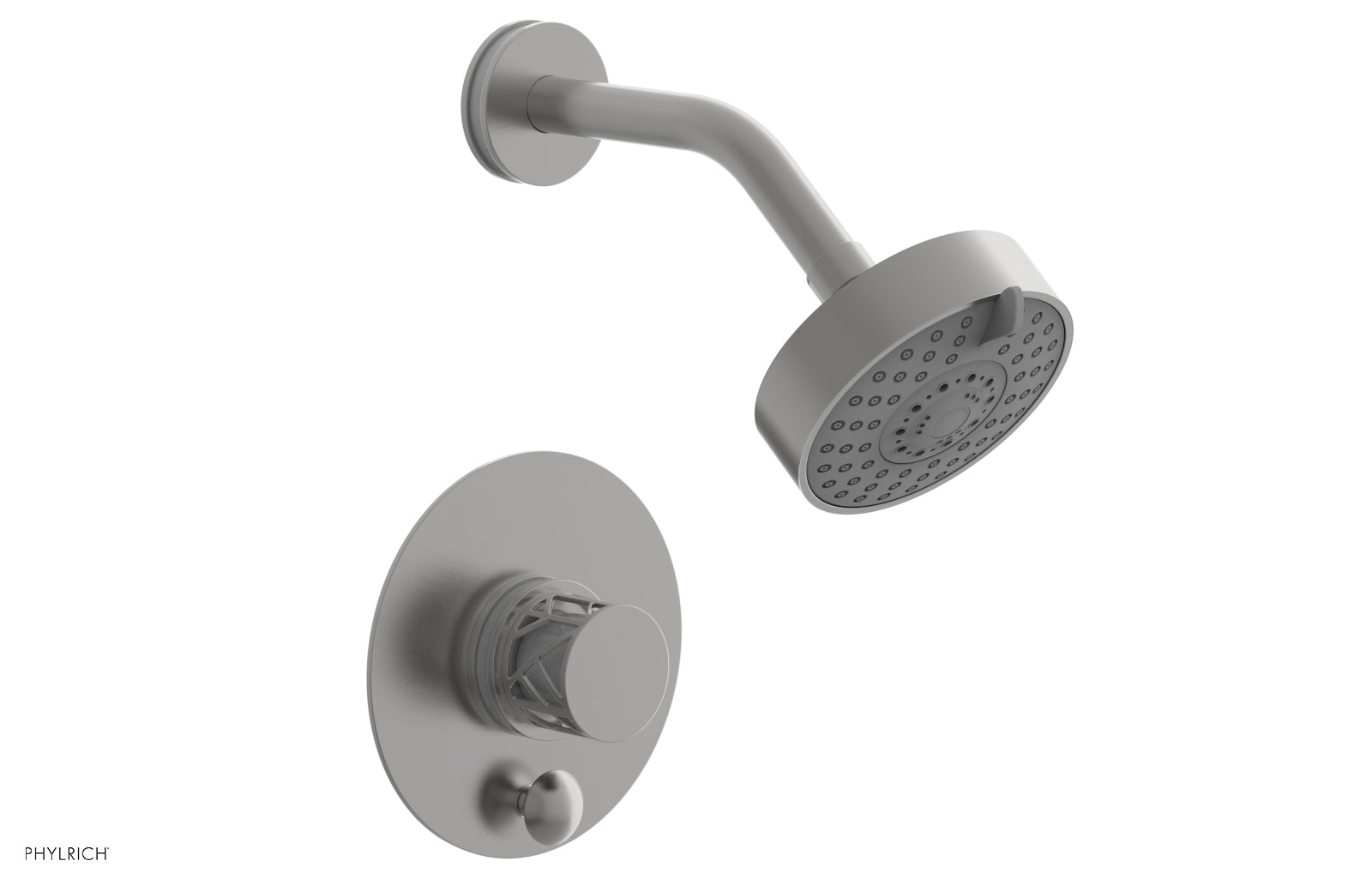 Phylrich JOLIE Pressure Balance Shower and Diverter Set (Less Spout), Round Handle with "White" Accents 4-677