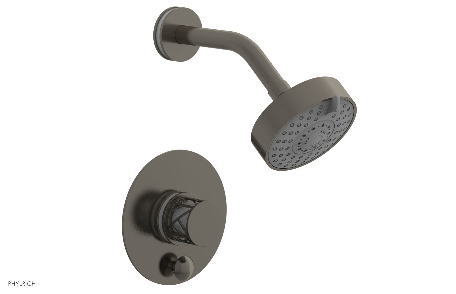 Phylrich JOLIE Pressure Balance Shower and Diverter Set (Less Spout), Round Handle with "White" Accents 4-677