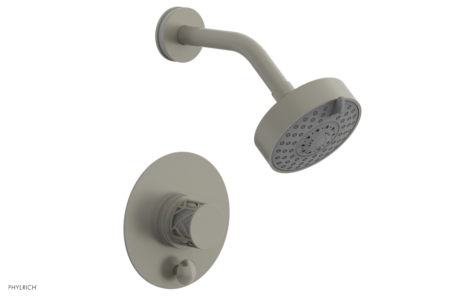 Phylrich JOLIE Pressure Balance Shower and Diverter Set (Less Spout), Round Handle with "White" Accents 4-677