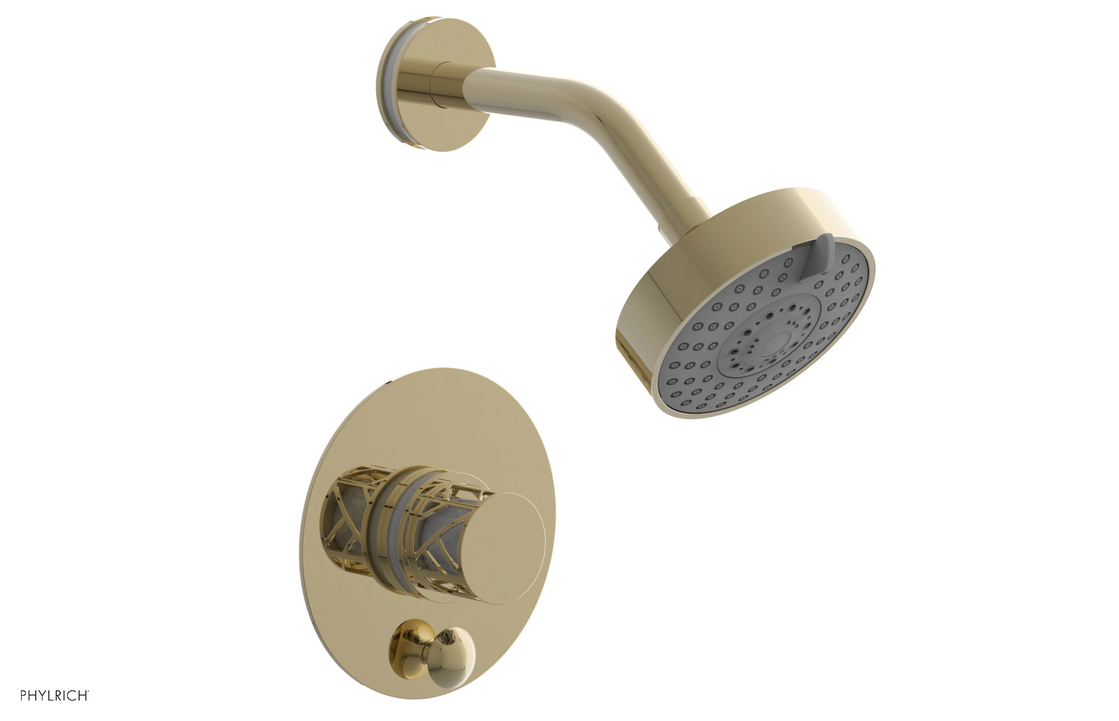 Phylrich JOLIE Pressure Balance Shower and Diverter Set (Less Spout), Round Handle with "White" Accents 4-677
