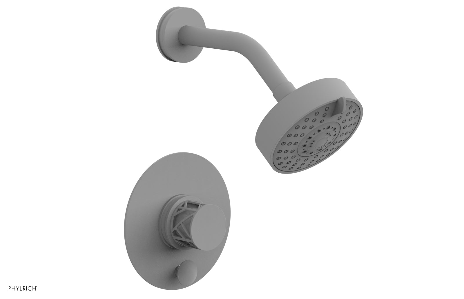 Phylrich JOLIE Pressure Balance Shower and Diverter Set (Less Spout), Round Handle with "White" Accents 4-677