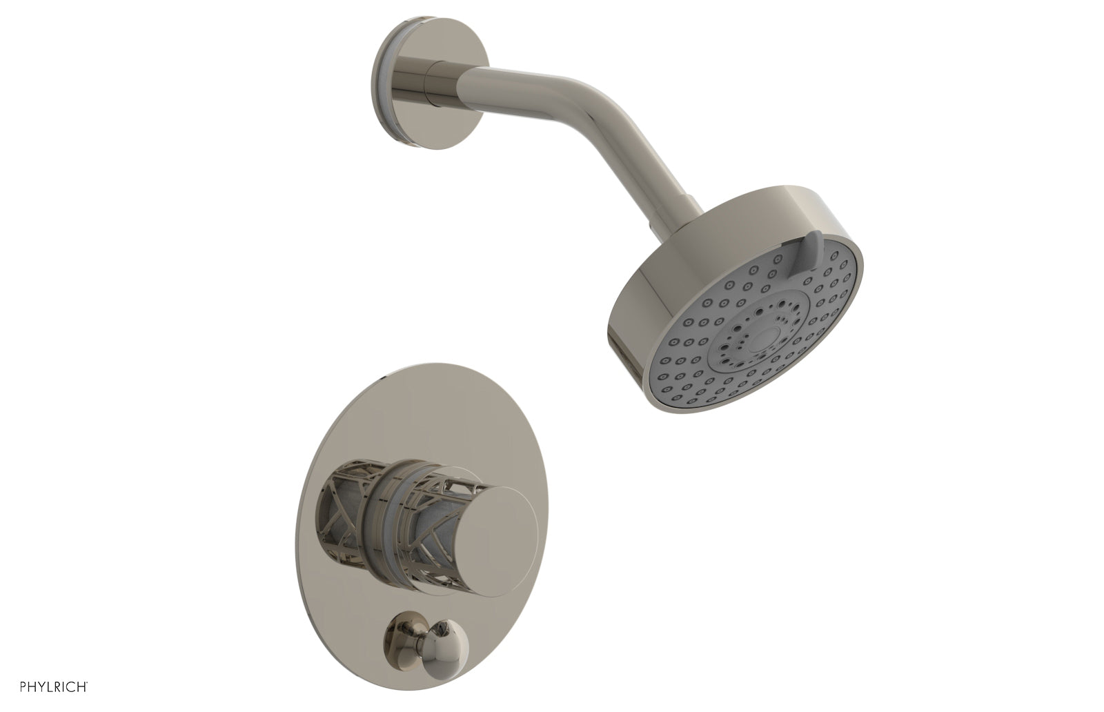 Phylrich JOLIE Pressure Balance Shower and Diverter Set (Less Spout), Round Handle with "White" Accents 4-677