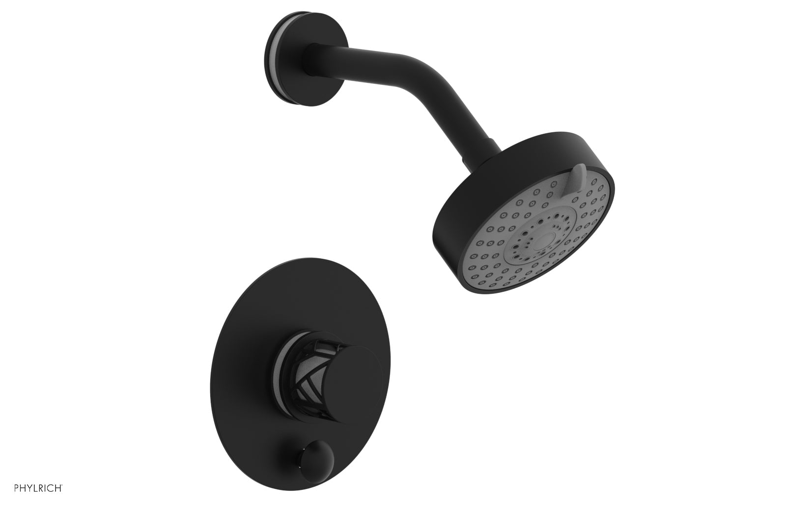 Phylrich JOLIE Pressure Balance Shower and Diverter Set (Less Spout), Round Handle with "White" Accents 4-677