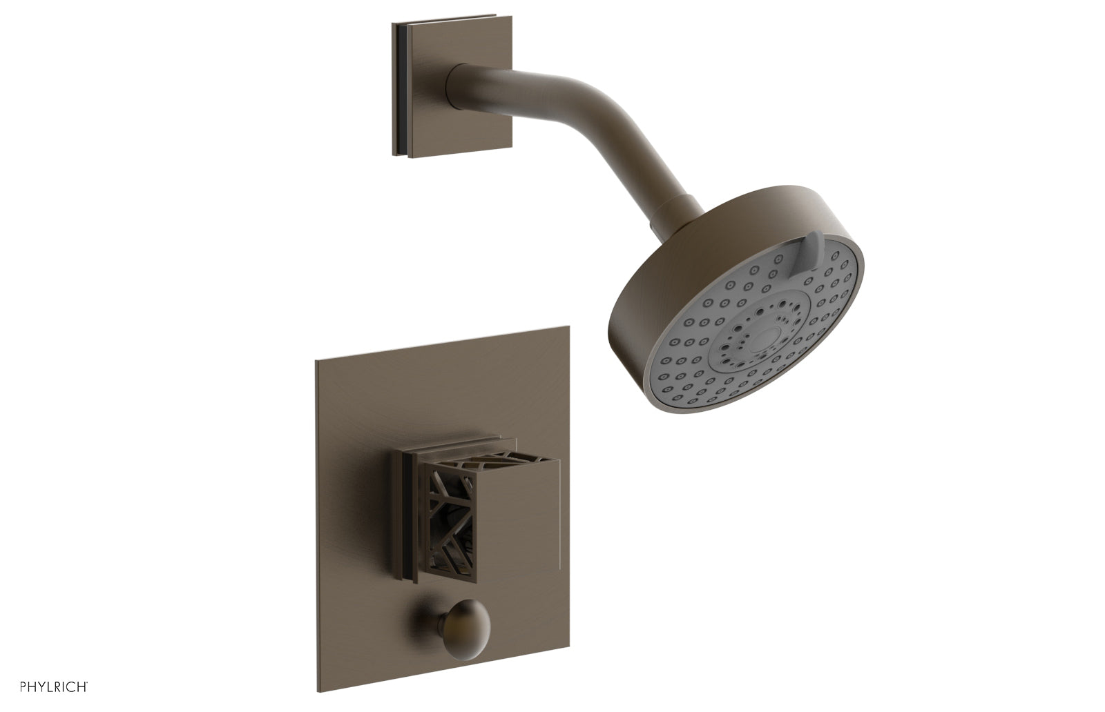 Phylrich JOLIE Pressure Balance Shower and Diverter Set (Less Spout), Square Handle with "Black" Accents 4-678