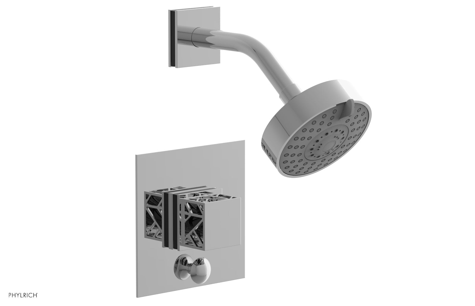 Phylrich JOLIE Pressure Balance Shower and Diverter Set (Less Spout), Square Handle with "Black" Accents 4-678