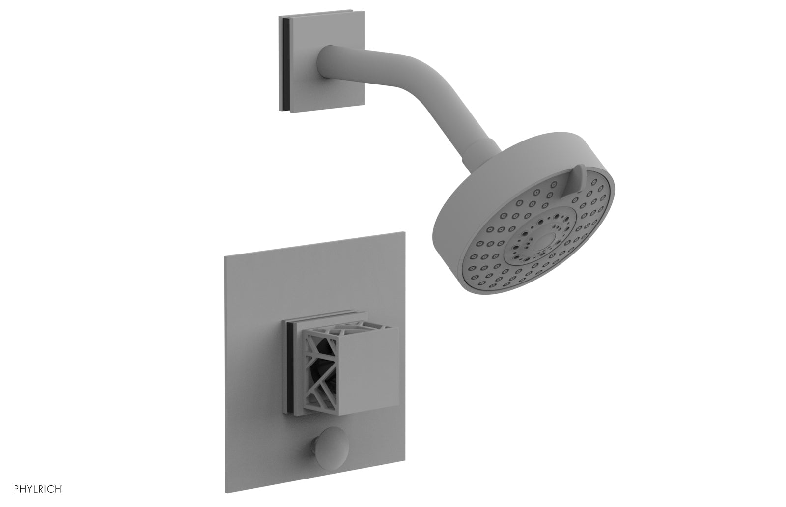 Phylrich JOLIE Pressure Balance Shower and Diverter Set (Less Spout), Square Handle with "Black" Accents 4-678