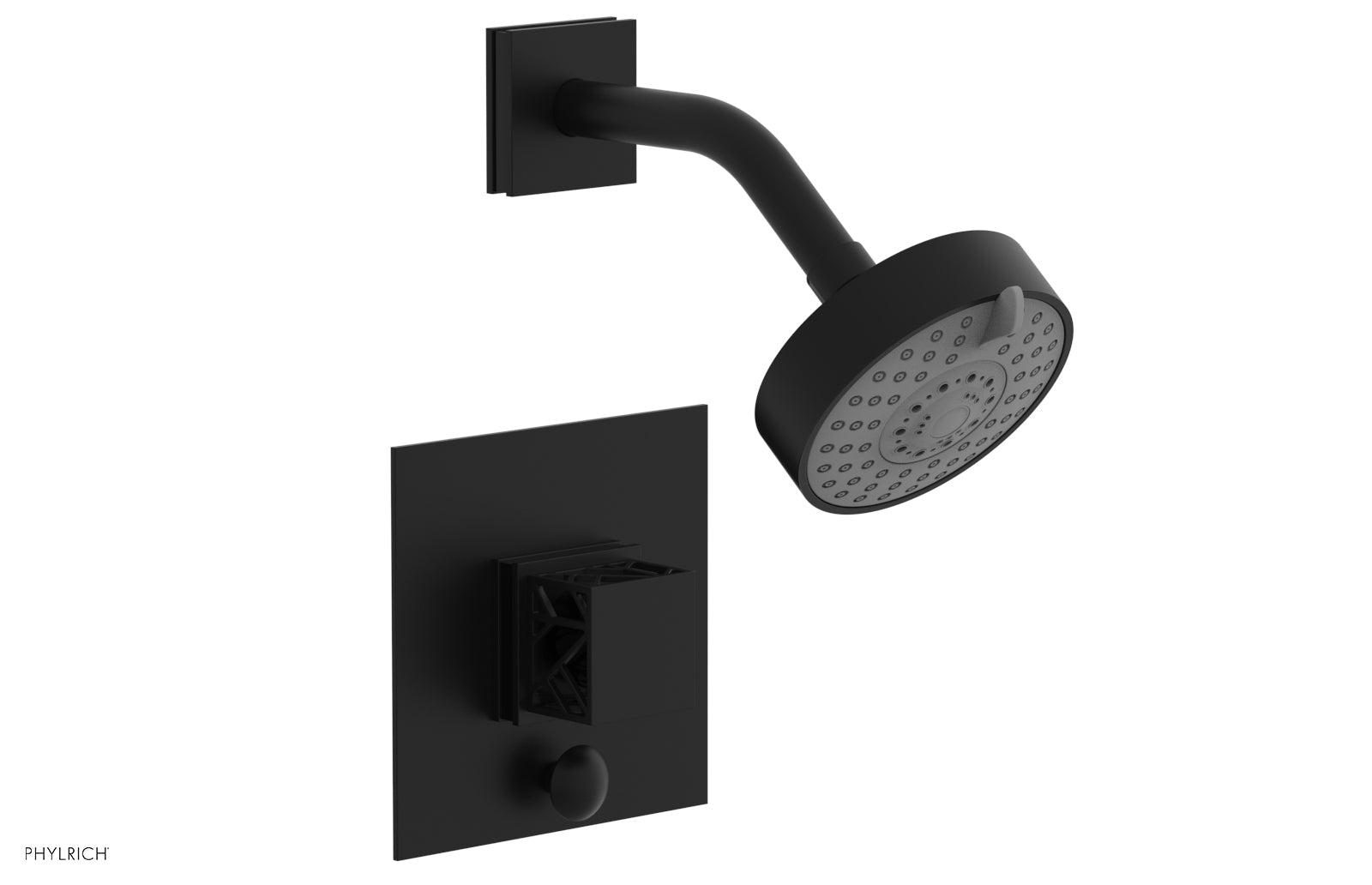 Phylrich JOLIE Pressure Balance Shower and Diverter Set (Less Spout), Square Handle with "Black" Accents 4-678