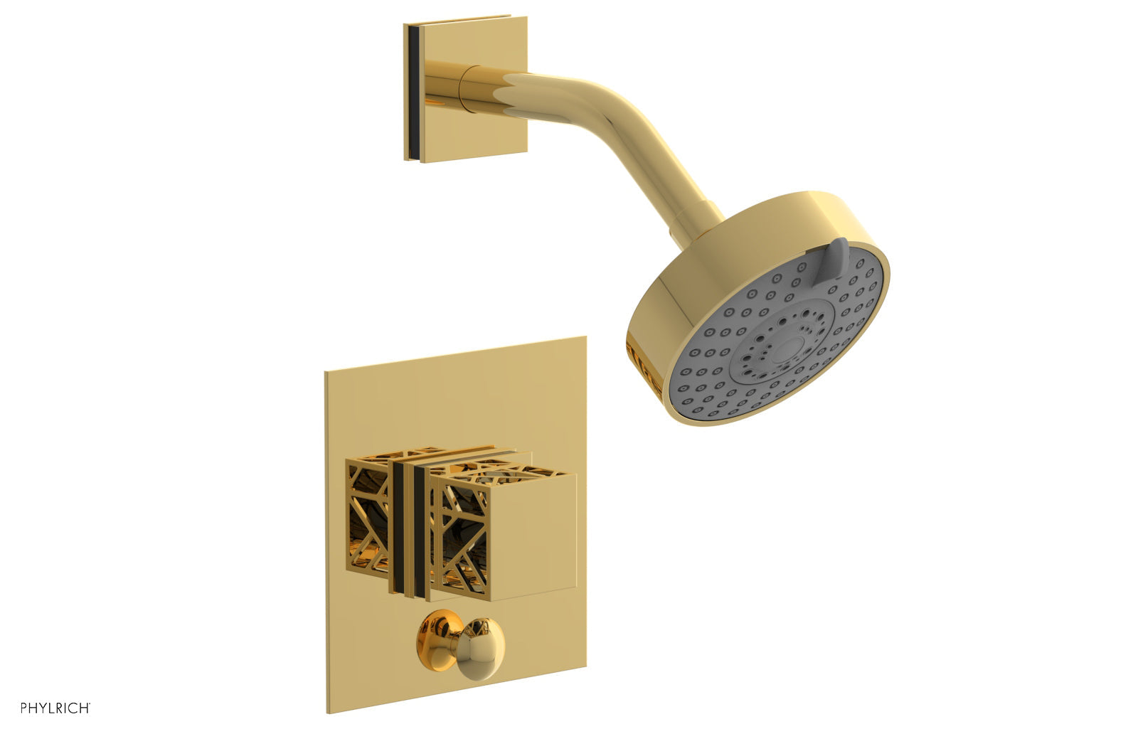 Phylrich JOLIE Pressure Balance Shower and Diverter Set (Less Spout), Square Handle with "Black" Accents 4-678