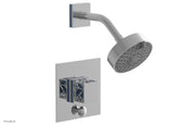 Phylrich JOLIE Pressure Balance Shower and Diverter Set (Less Spout), Square Handle with "Light Blue" Accents 4-678