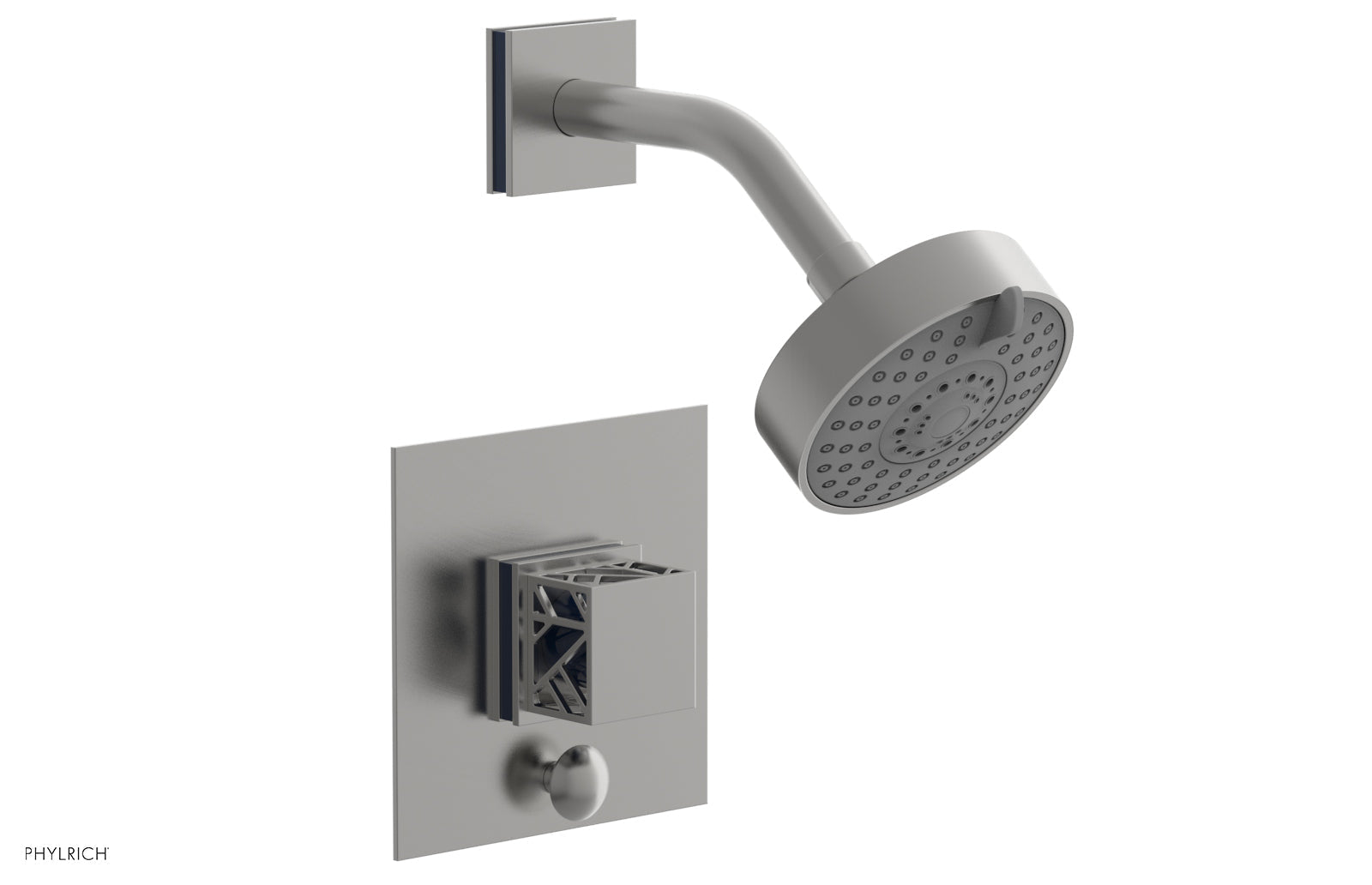 Phylrich JOLIE Pressure Balance Shower and Diverter Set (Less Spout), Square Handle with "Navy Blue" Accents 4-678