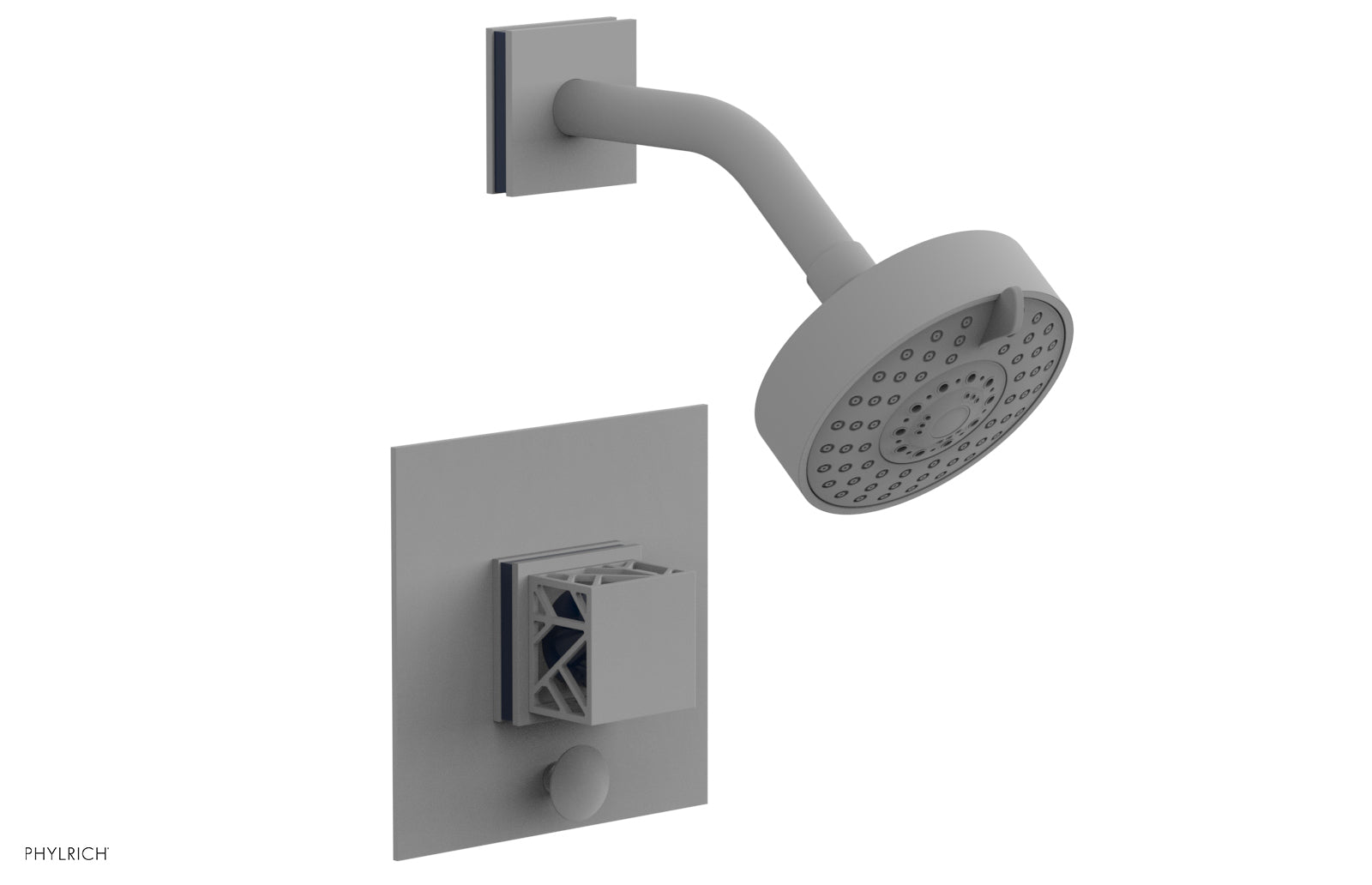 Phylrich JOLIE Pressure Balance Shower and Diverter Set (Less Spout), Square Handle with "Navy Blue" Accents 4-678