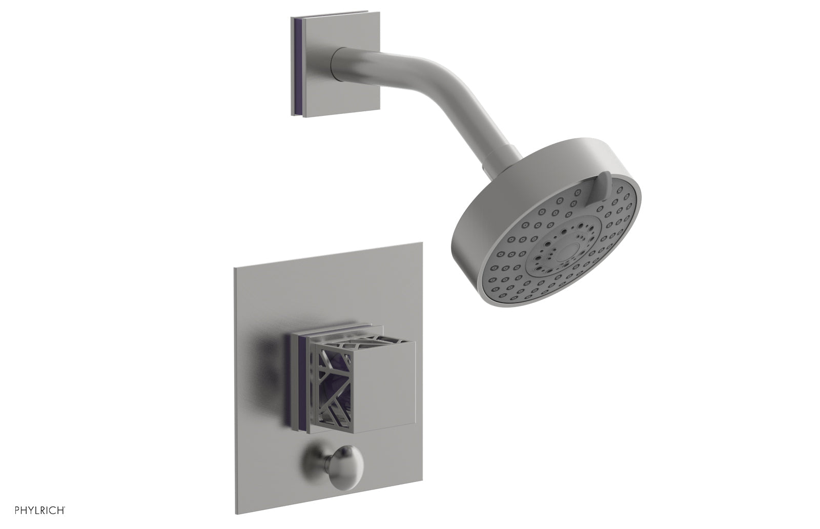 Phylrich JOLIE Pressure Balance Shower and Diverter Set (Less Spout), Square Handle with "Navy Blue" Accents 4-678