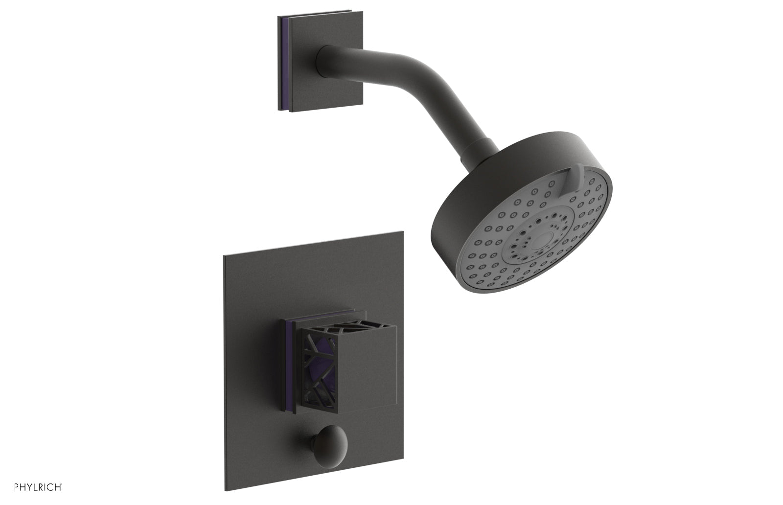Phylrich JOLIE Pressure Balance Shower and Diverter Set (Less Spout), Square Handle with "Navy Blue" Accents 4-678