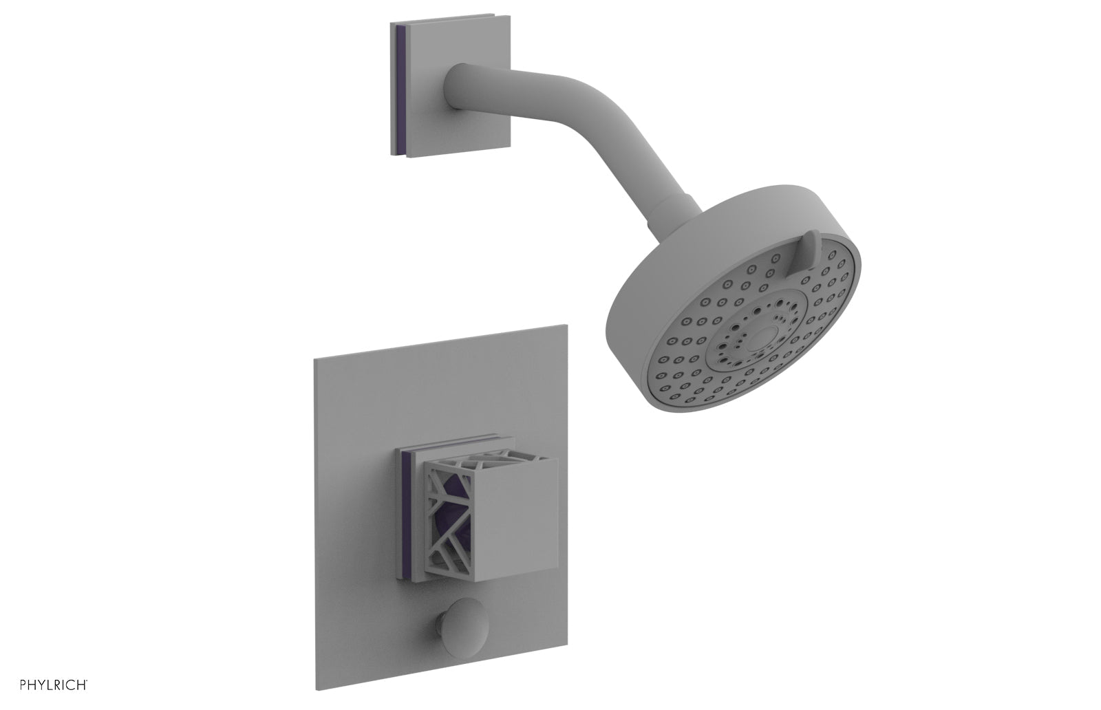Phylrich JOLIE Pressure Balance Shower and Diverter Set (Less Spout), Square Handle with "Navy Blue" Accents 4-678