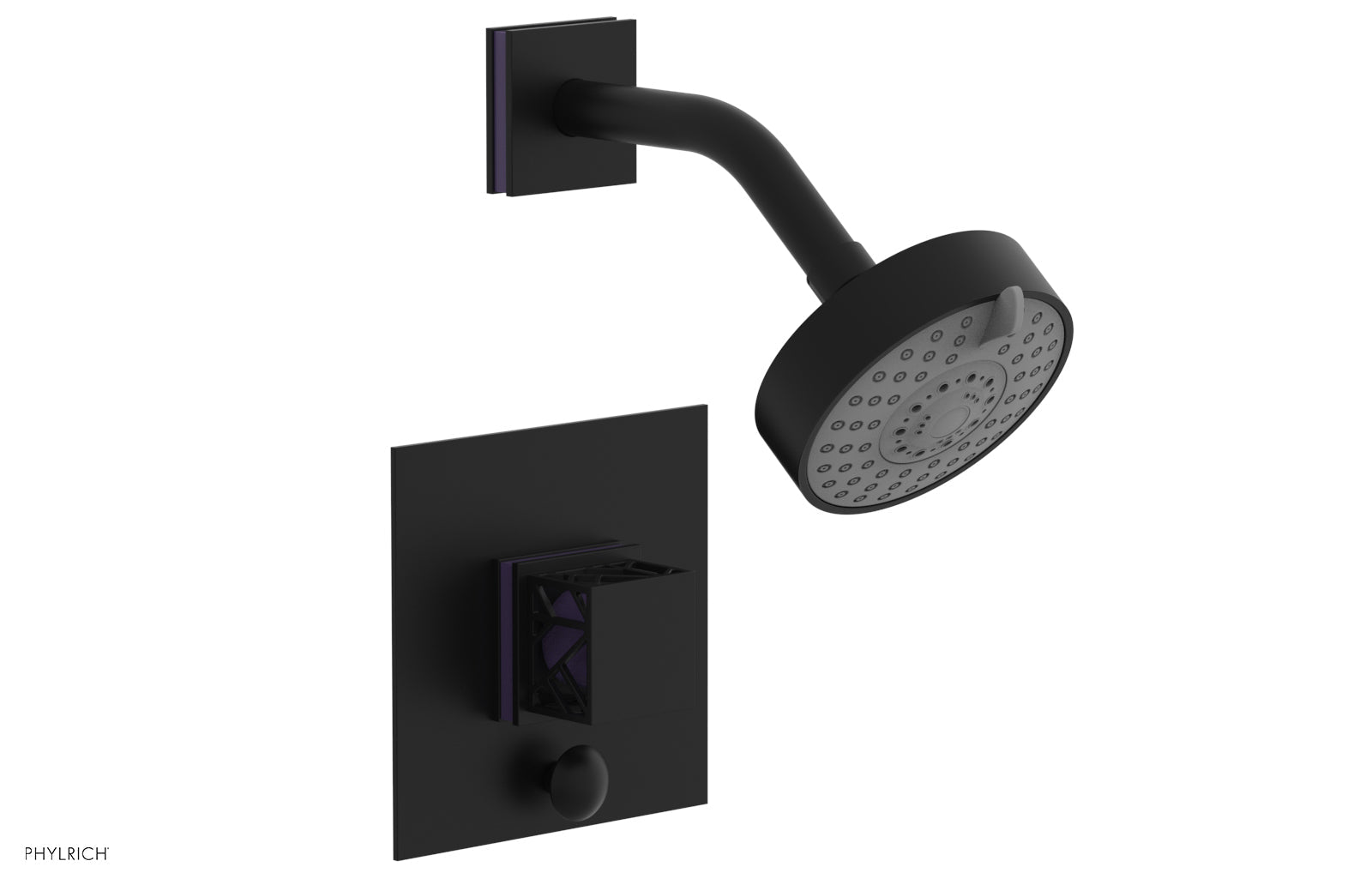 Phylrich JOLIE Pressure Balance Shower and Diverter Set (Less Spout), Square Handle with "Navy Blue" Accents 4-678