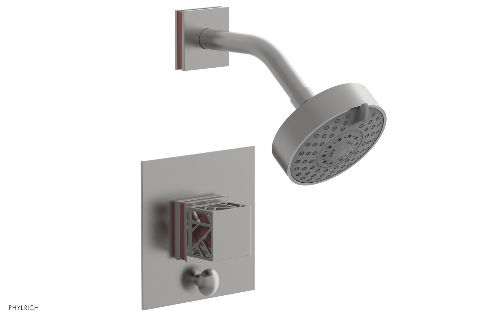 Phylrich JOLIE Pressure Balance Shower and Diverter Set (Less Spout), Square Handle with "Purple" Accents 4-678